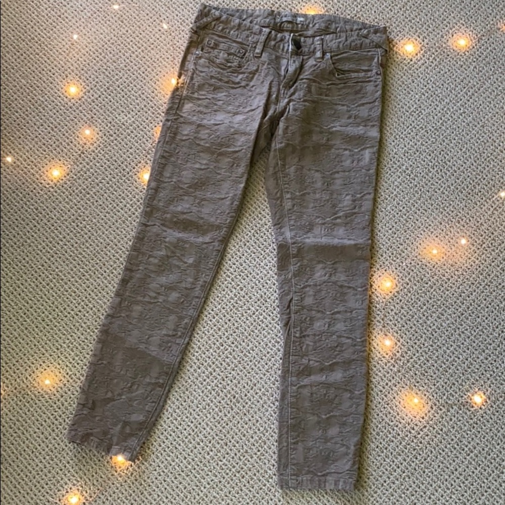 Free People brown design crop skinny.